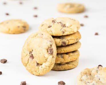 Eggless chocolate chip cookies are soft and chewy and so easy to make! Make a couple batch, you won't regret it! Recipe by movers and bakers