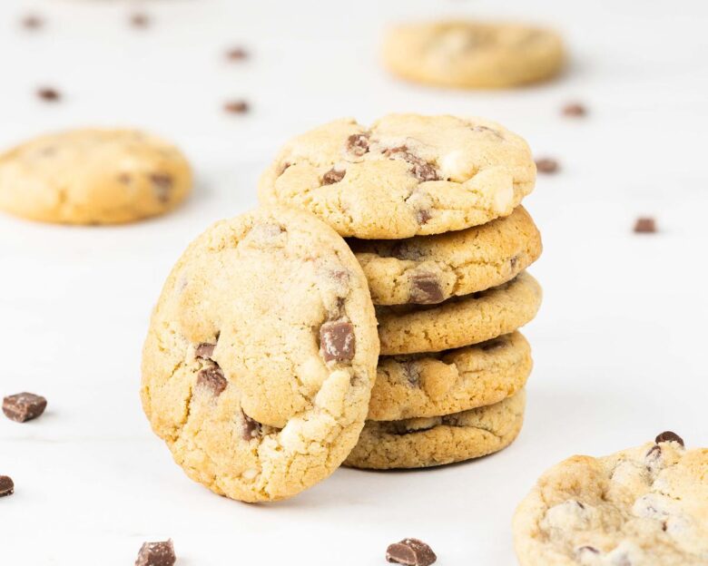 Eggless chocolate chip cookies are soft and chewy and so easy to make! Make a couple batch, you won't regret it! Recipe by movers and bakers