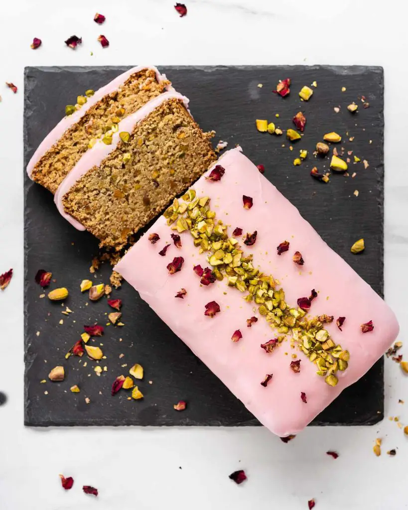 rose pistachio and cardamom loaf