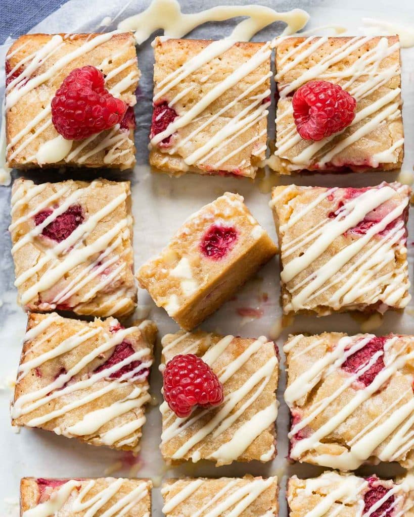 Raspberry white choc blondies recipe