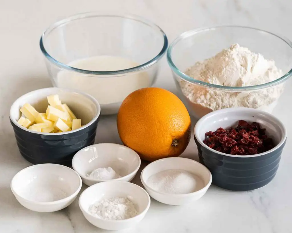 cranberry and orange scones ingredients