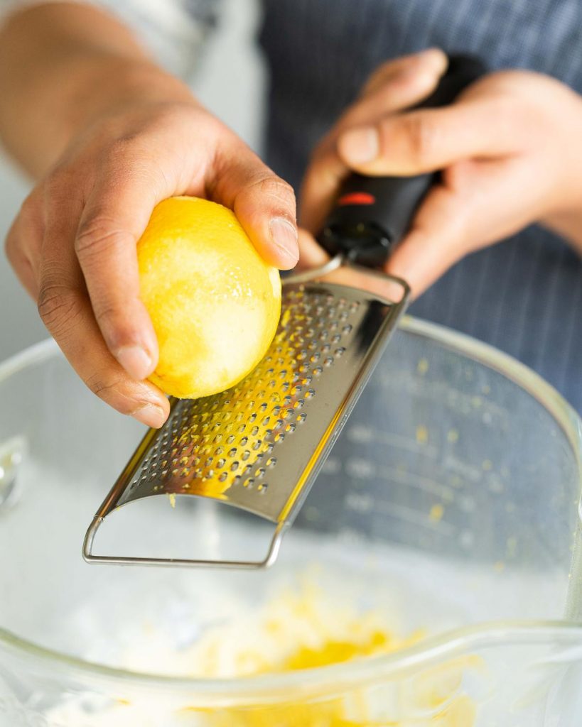 Zest lemons directly into your mixing bowl, so you catch all the flavourful oils too!