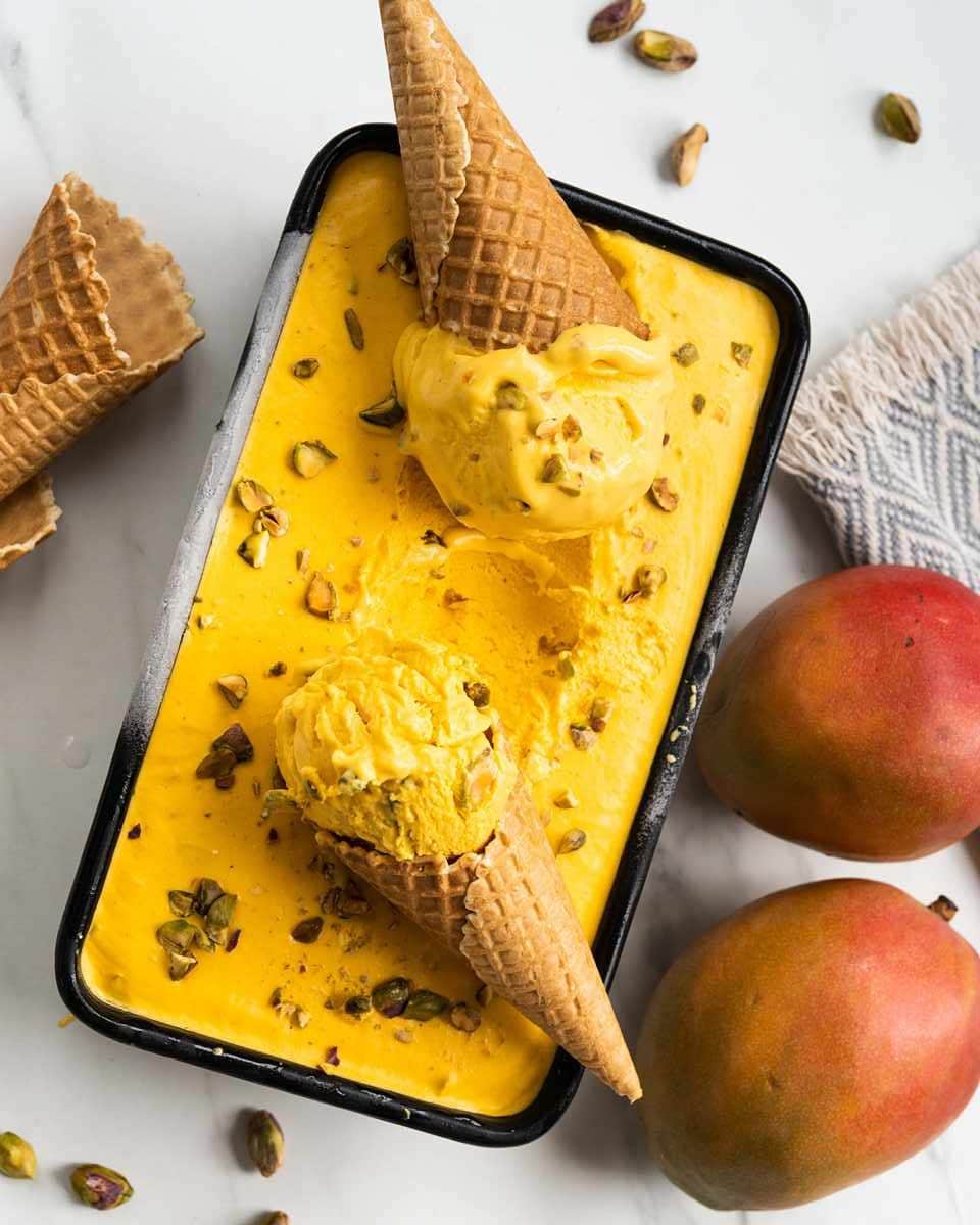 Mango pistachio ice cream
