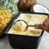 Pineapple coconut ice cream. Remember to leave the ice cream out for about 10 minutes to soften before scooping! Recipe by movers and bakers