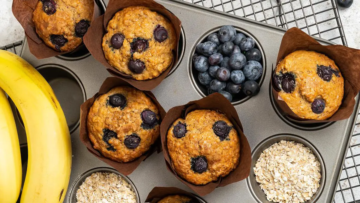 Blueberry Banana Oatmeal Muffins