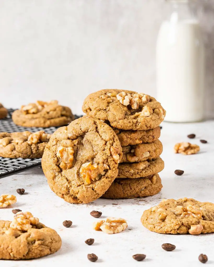 My coffee walnut cookies are packed with delicious coffee and earthy walnuts in a satisfyingly chewy cookie. Perfect for coffee lovers everywhere! Recipe by movers and bakers