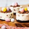 My mini egg cheesecakes are perfectly adorable, individual cheesecakes with a chocolate biscuit base, a creamy cheesecake filling packed with mini eggs, and a chocolate nest with even more mini eggs to decorate. Heavenly! Recipe by movers and bakers