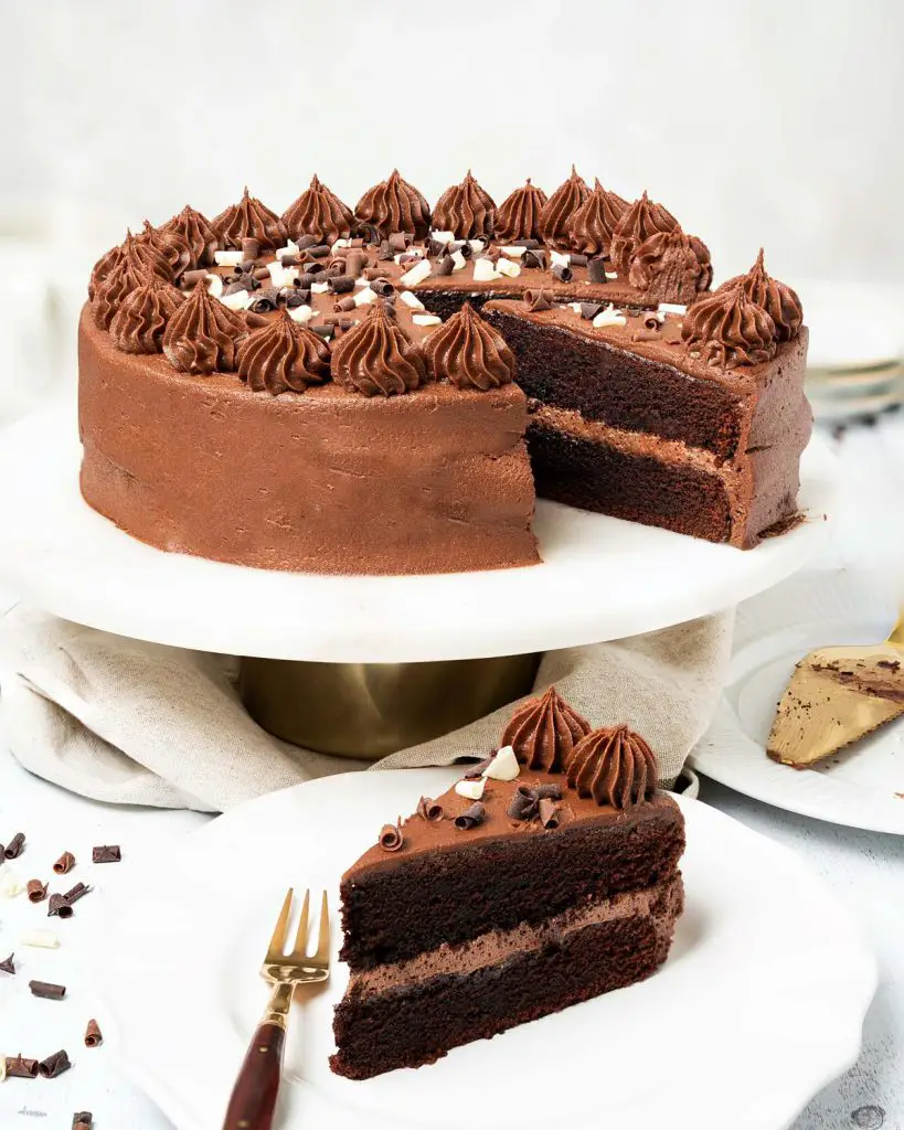 My eggless chocolate cake is light, moist and deeply chocolatey with a smooth chocolate buttercream and crowned with sprinkles. This cake is so good, no one will know it is egg free! Recipe by movers and bakers