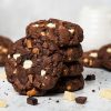 My triple chocolate cookies are chunky and chewy, packed with plenty of milk, dark and white chocolate chunks. Make these for the chocoholics in your world and they will love you FOREVER! Recipe by movers and bakers