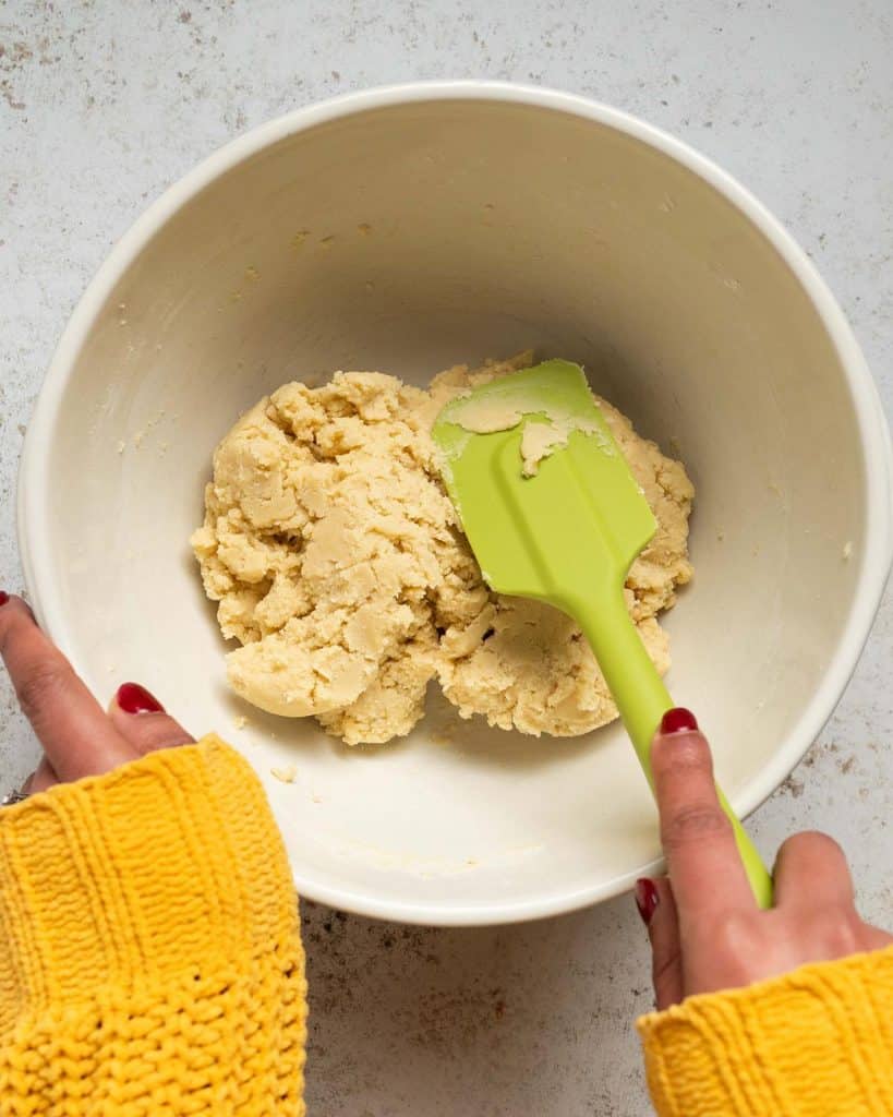 Before combining in the dry ingredients to form a dough. Recipe by movers and bakers
