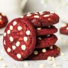 My red velvet cookies are generous and chewy with crisp edges and plenty of white chocolate chips. Utter red velvet heaven! Recipe by movers and bakers