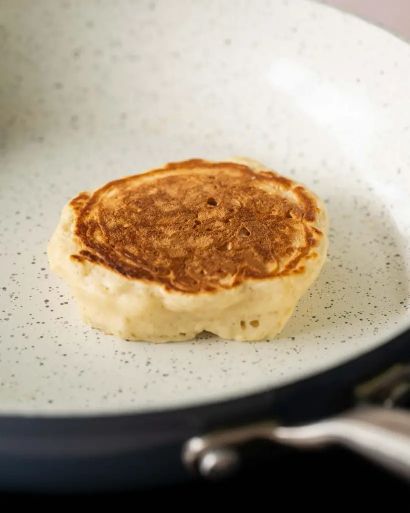 Cook each pancake until bubbles start to appear on top, then flip and cook until the other side is golden. Recipe by movers and bakers