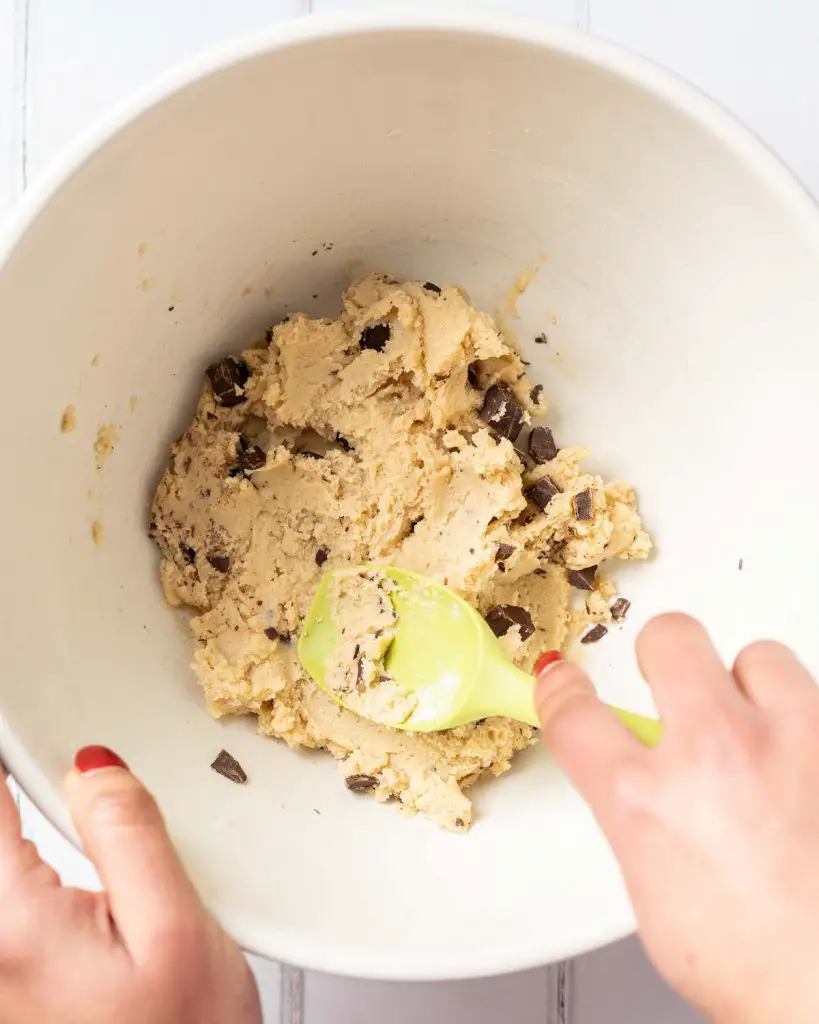 Before stirring in the dark chocolate chunks. Recipe by movers and bakers