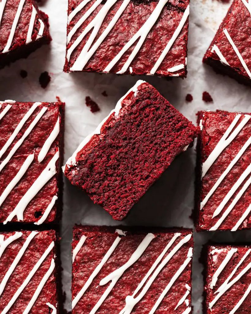 My red velvet brownies are fudgy and chewy, with a perfectly balance flavour, and topped with a scrumptious cream cheese drizzle. Recipe by movers and bakers