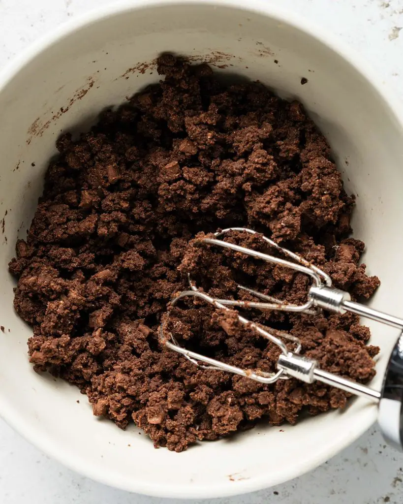 Until the cookie dough starts to clump. Recipe by movers and bakers