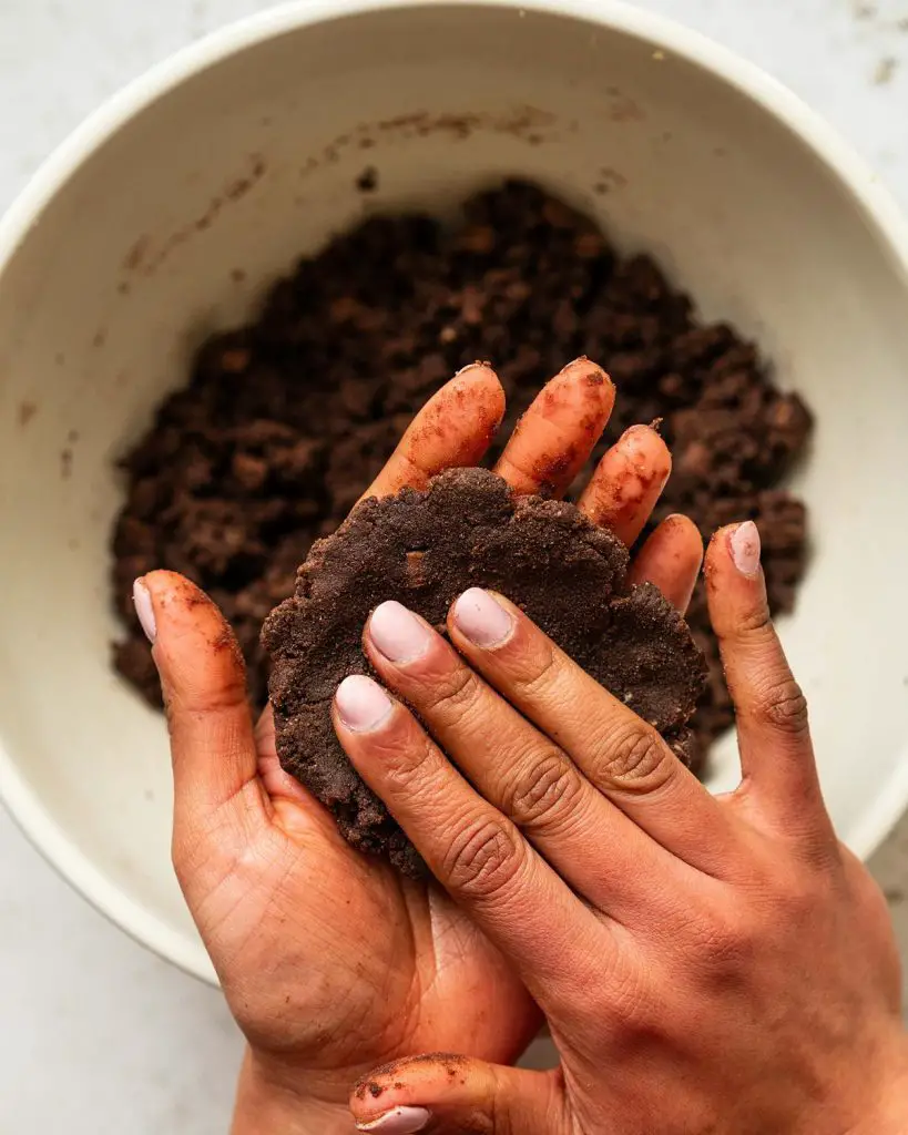 Flatten the cookie dough in the palm of your hand...