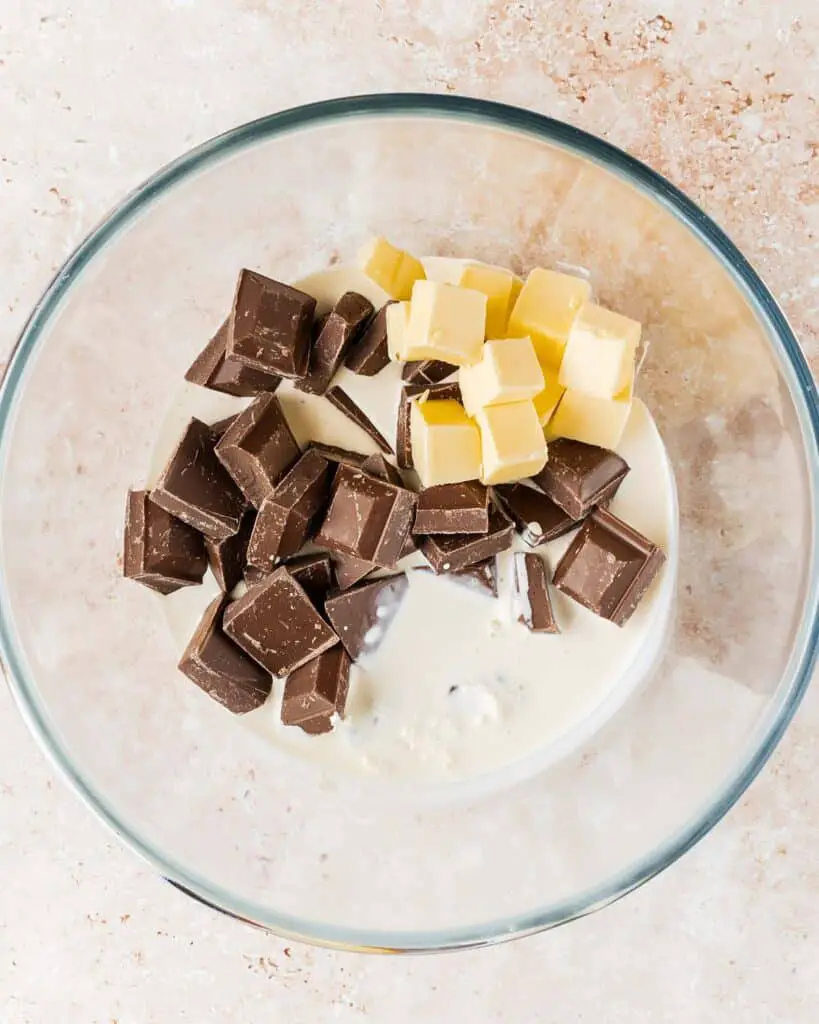 Place all the chocolate filling ingredients together to melt...