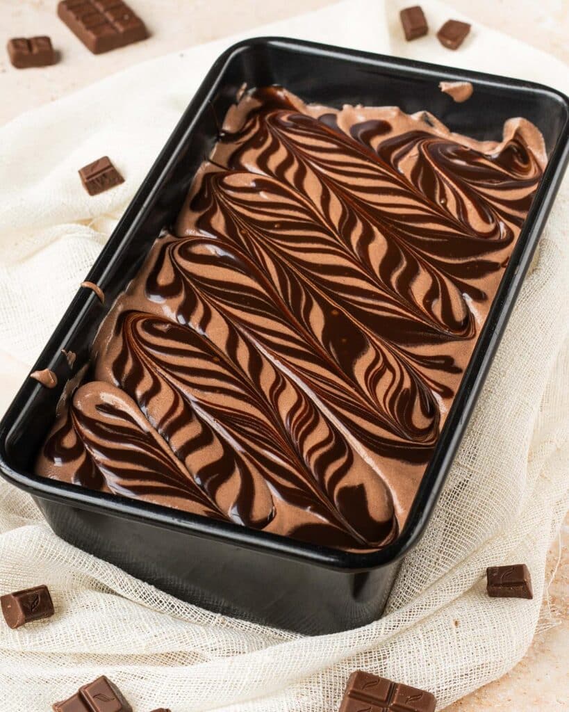 The finished ice cream ready to be frozen before enjoying! Recipe by movers and bakers