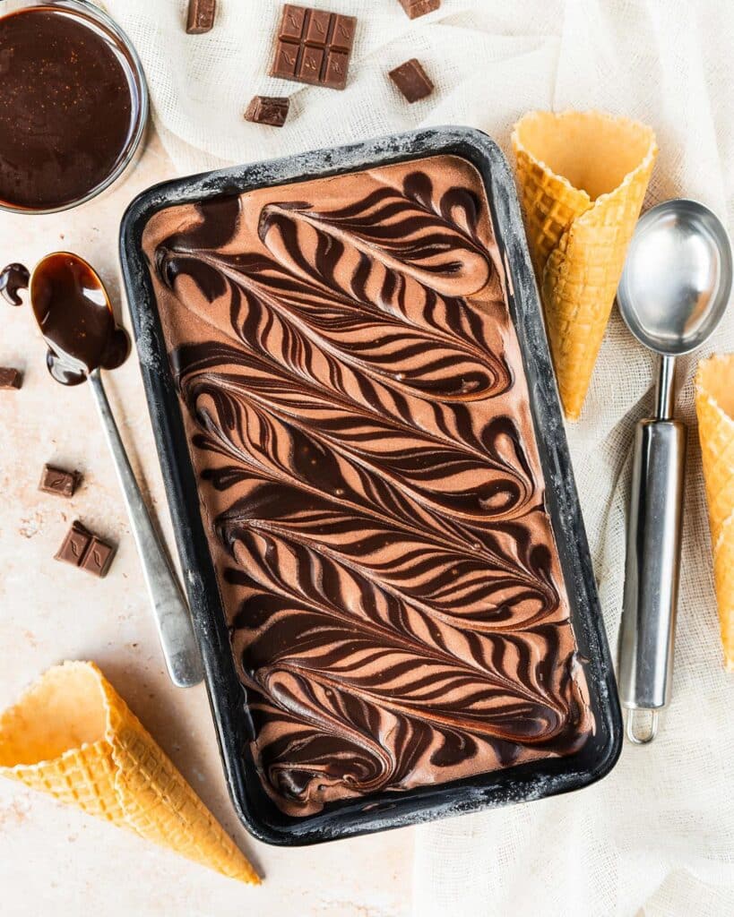My no churn chocolate fudge ice cream is so simple to make, with just four ingredients, and is a a wonderful dessert for any chocolate lover this summer! Rich, creamy, decadent and utterly indulgent, this is an ice cream EVERYONE will love! Recipe by movers and bakers