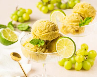 Easy mojito grape sorbet. Bright, zingy, refreshing and perfect for summer gatherings and bbqs. Recipe by movers and bakers