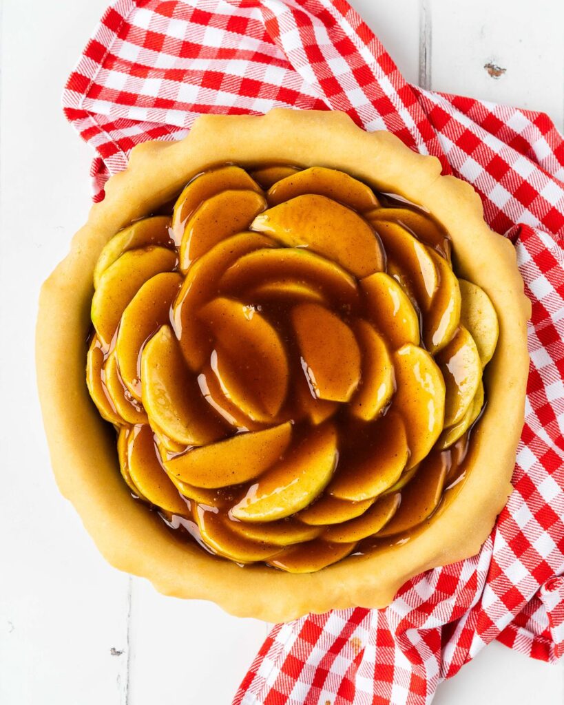 Then pour the thickened juices over the apples before adding the lattice top. Recipe by movers and bakers