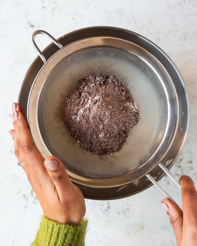 Sifting in the dry ingredients....