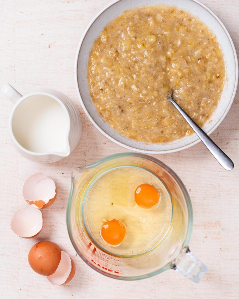 Before combining with the other wet ingredients. Recipe by movers and bakers
