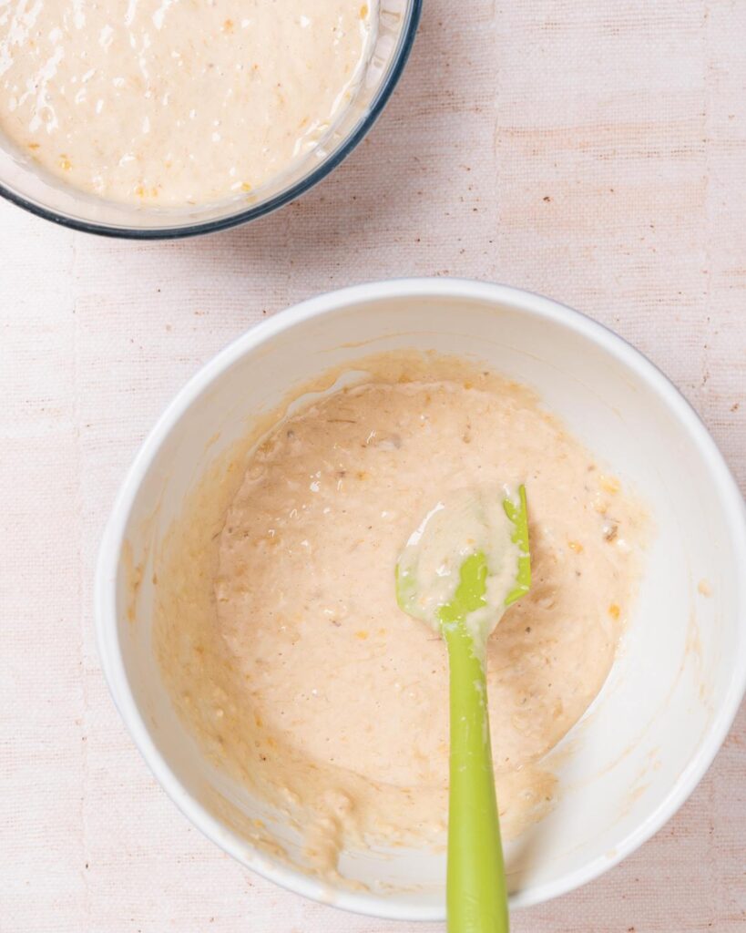 Divide the cake mixture in two...