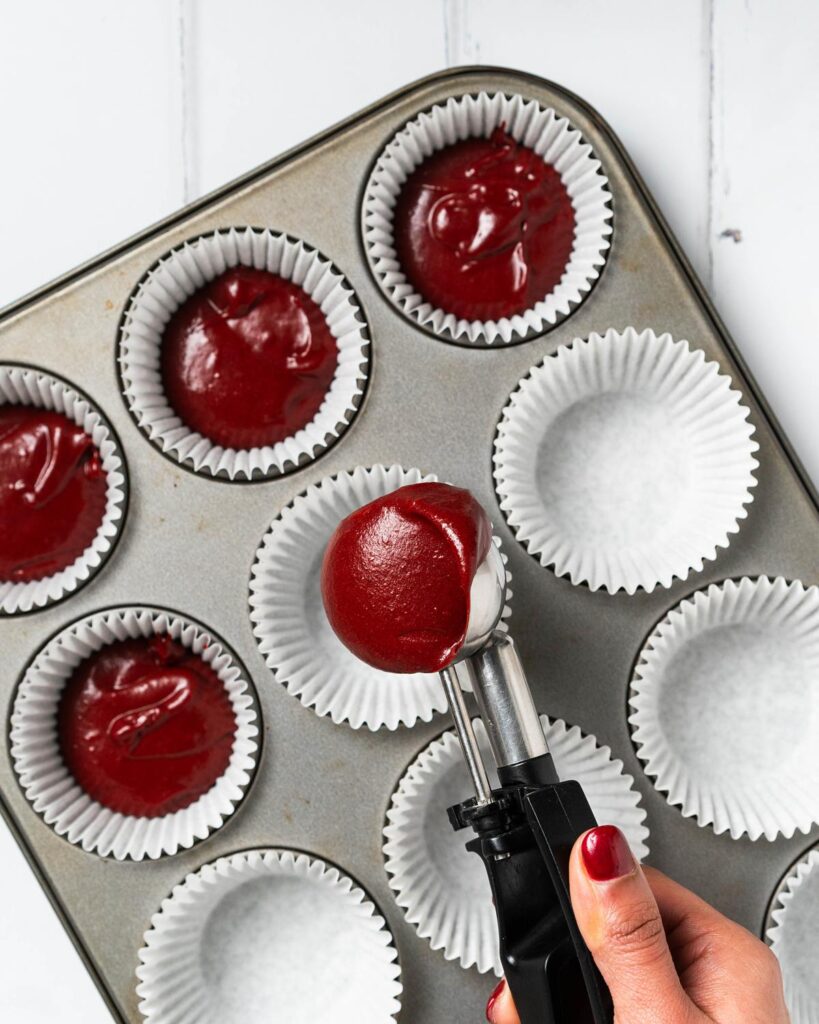 Divide between the cupcake cases and bake until done. Recipe by movers and bakers
