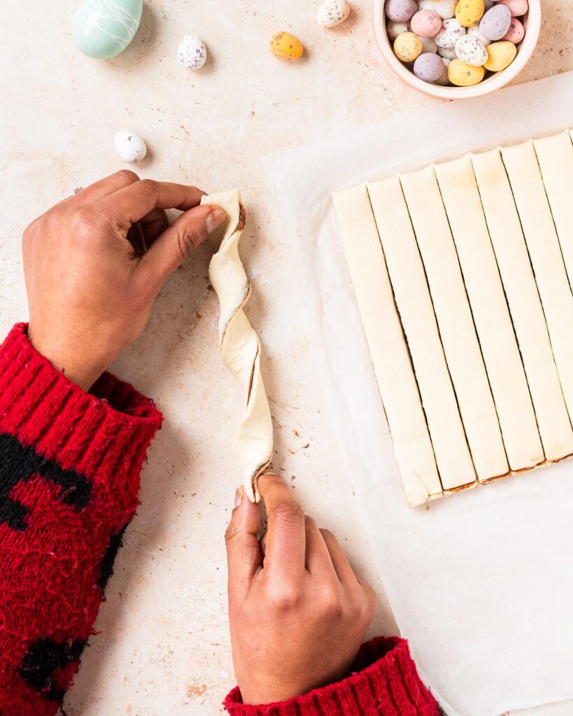 Then twist each strip 3-4 time...