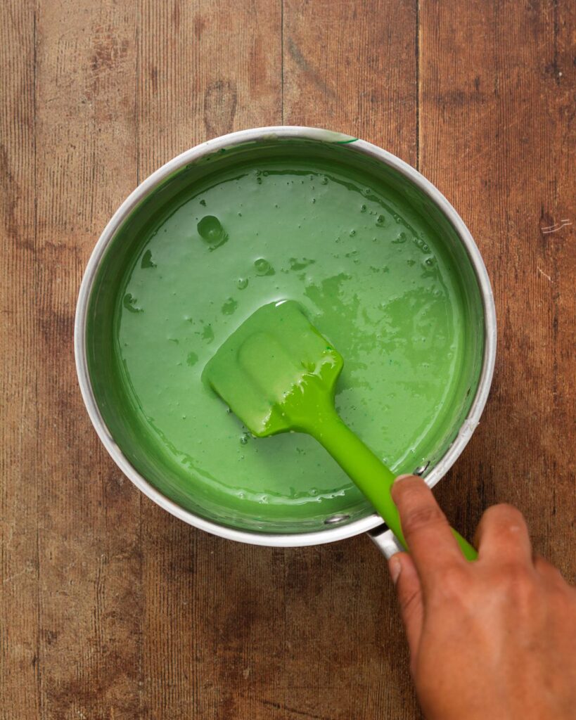 And finally add enough green colour to achieve the shade you prefer. Recipe by movers and bakers