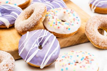The best vanilla baked doughnuts recipe with three ways to decorate. Delicious!