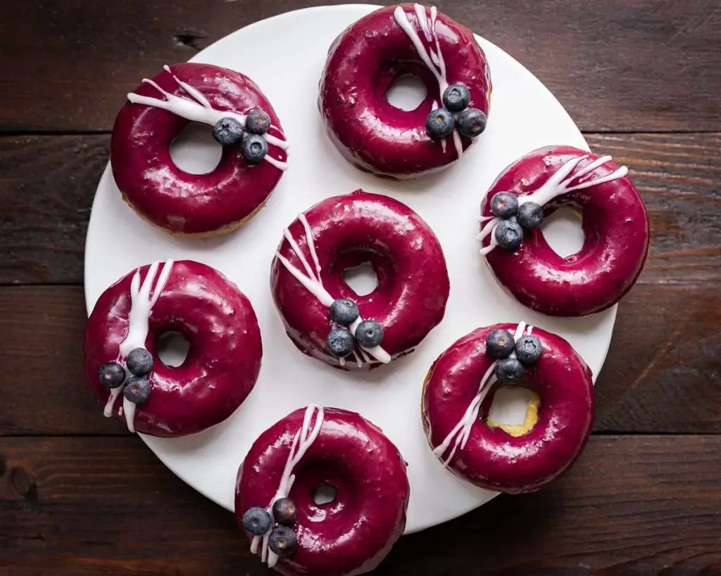 Lemon blueberry donuts have a stunning blueberry glaze, whose colour is completely natural!