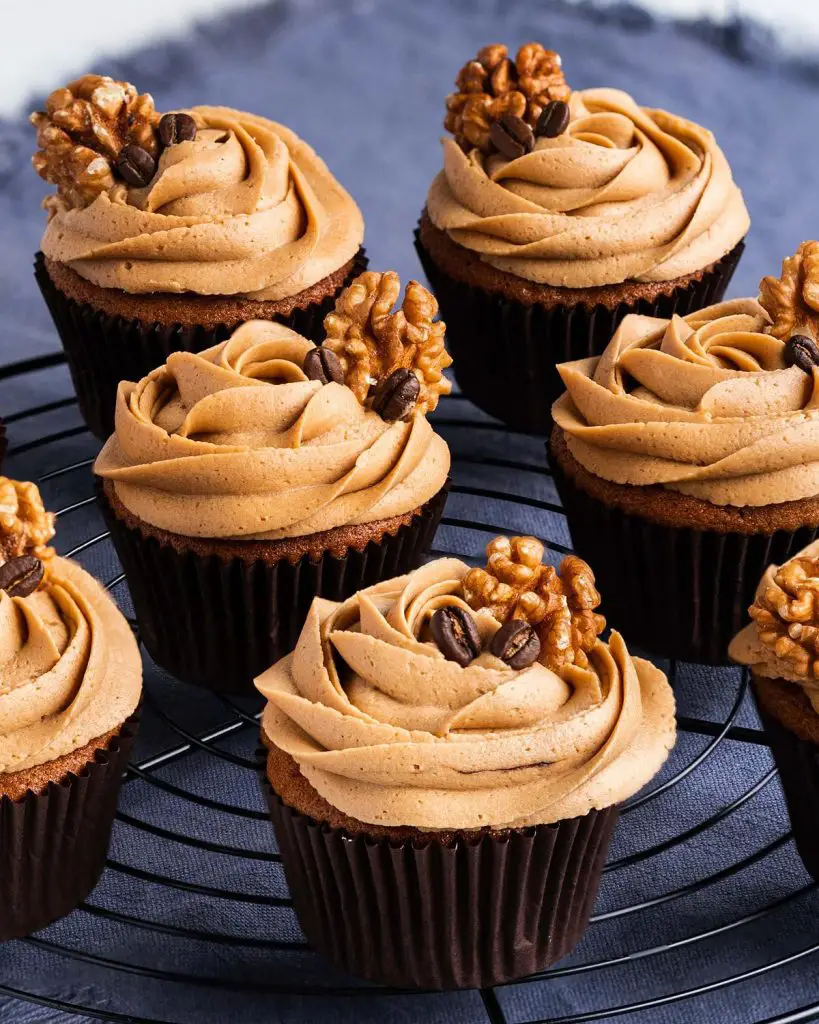 A selection of coffee walnut cupcakes