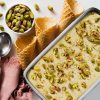 Recipe for kesar pista ice cream. A creamy no churn pistachio ice cream with saffron and cardamom, and no ice cream maker needed! Recipe by movers and bakers